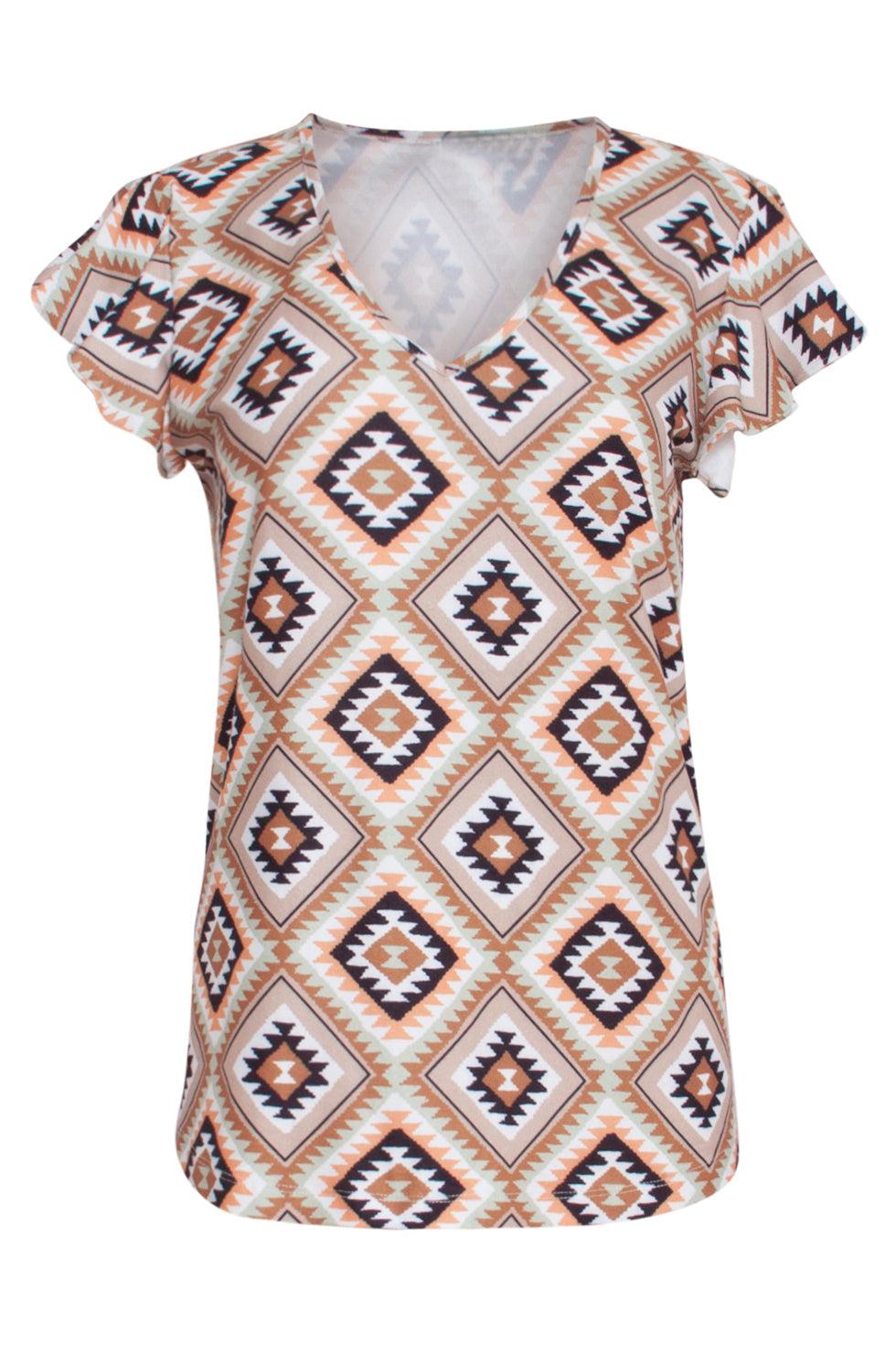 23336 Zomer Top Met Grafische Print | Muticolour