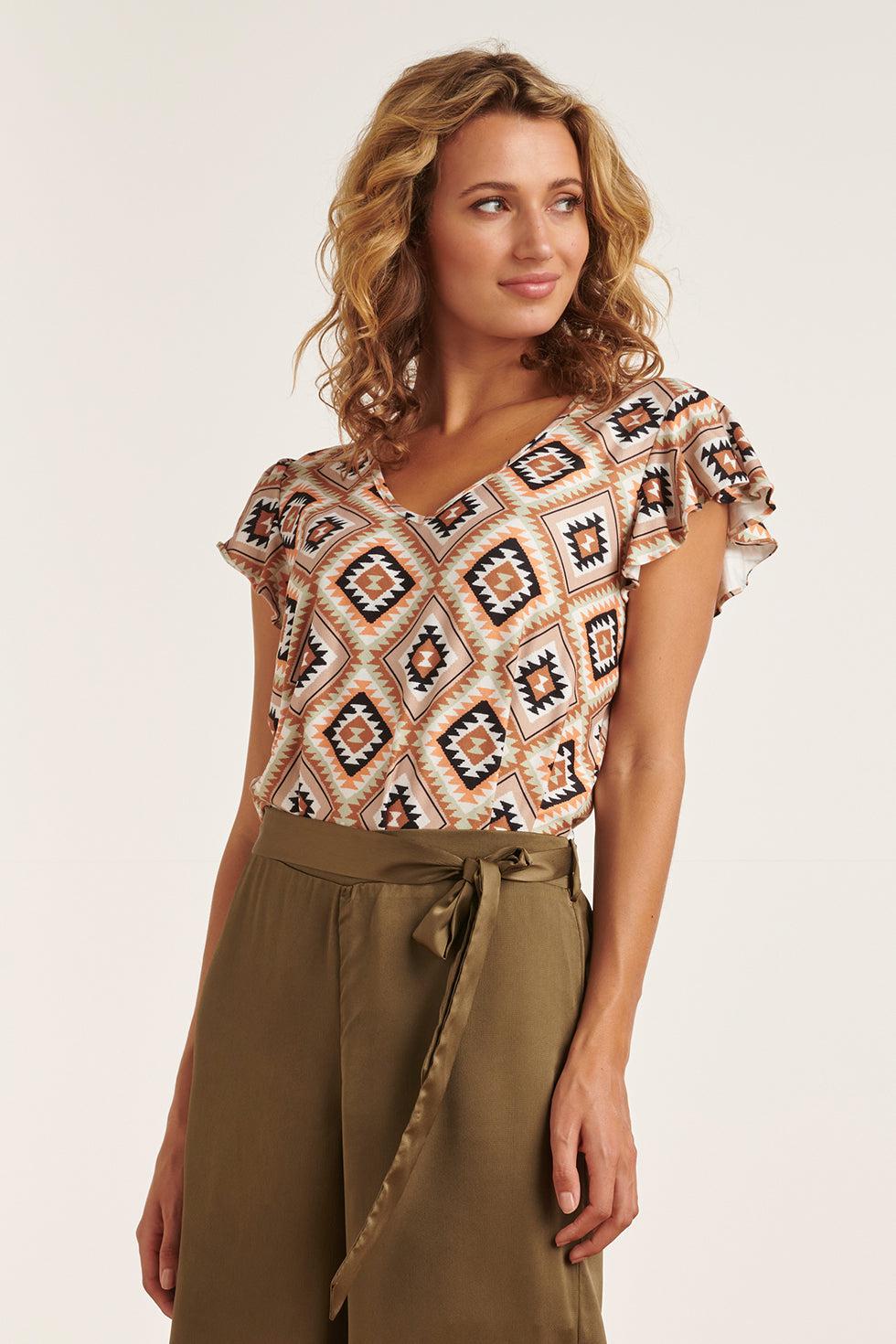 23336 Zomer Top Met Grafische Print | Muticolour