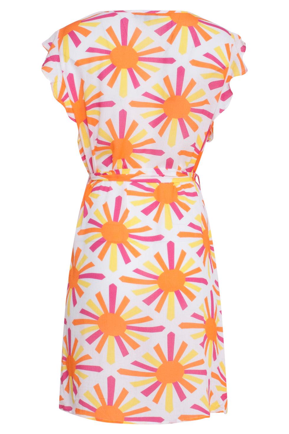 23345 Zomerjurk Met Grafische Print, , Paars 100% Rayon Ecovero | White - Muticolour