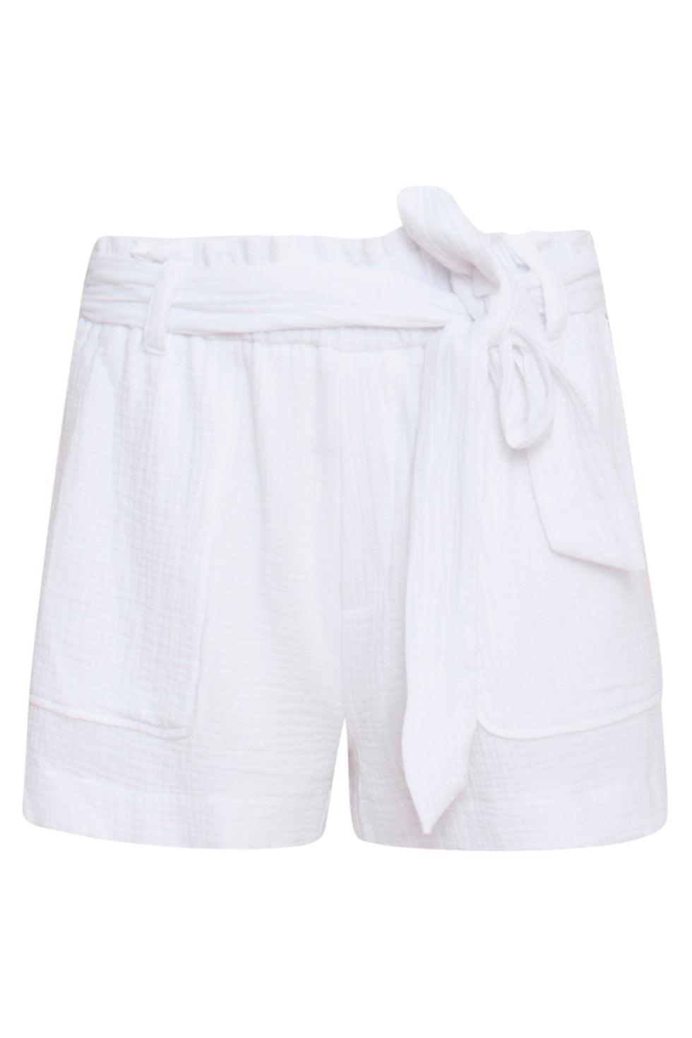 23353-000 Te Korte Zomer Broek Met Centuur 100% Katoen | White