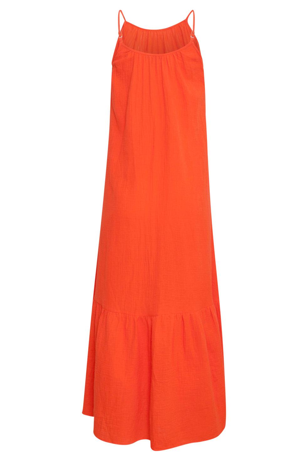 23354-250 Lange Zomer Jurk - Mouwloos, Open Rug, 100% Katoen | Orange