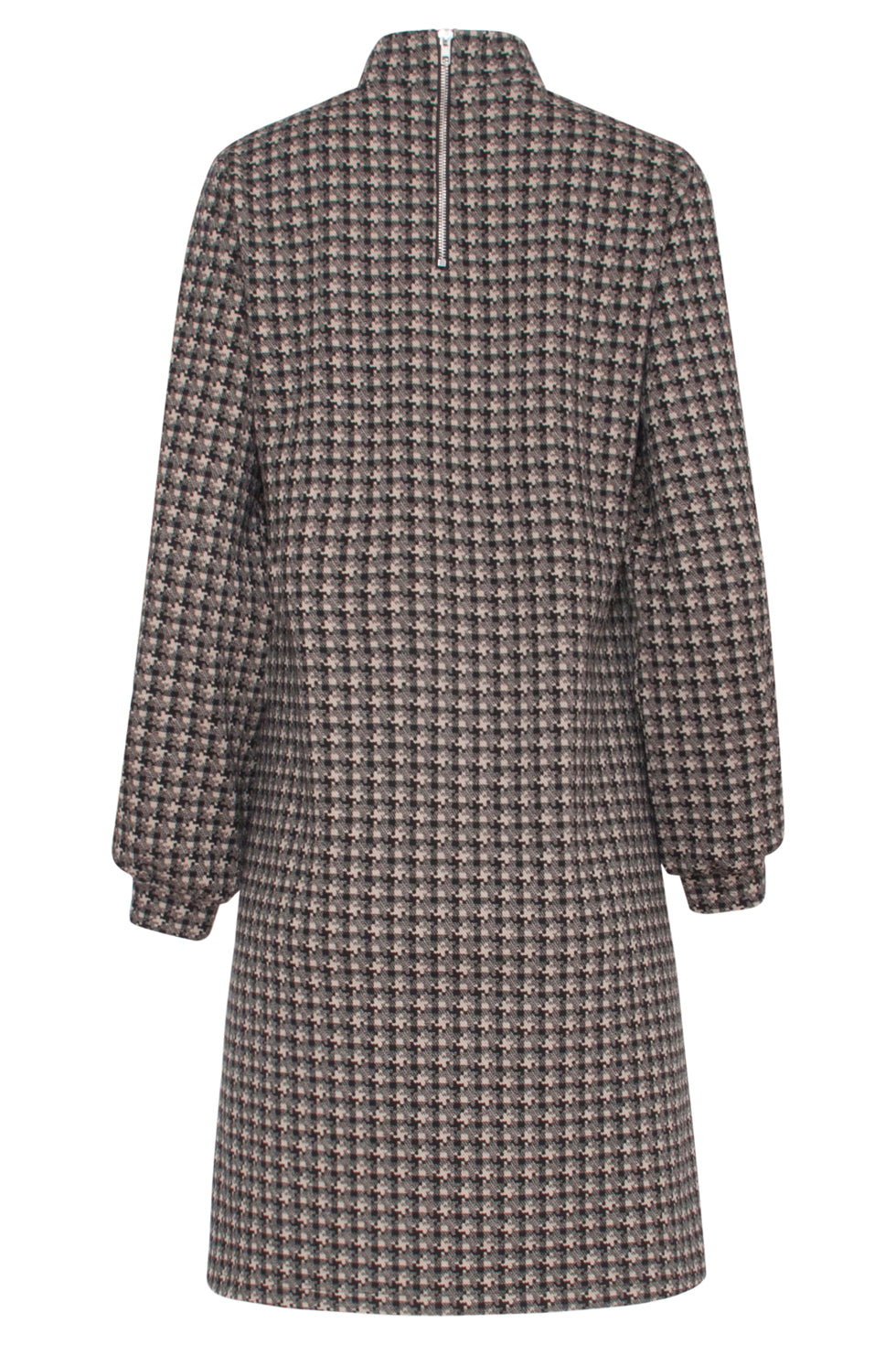 23513 Dames Midi Jurk Met Col Vintage Print | Black - Sand