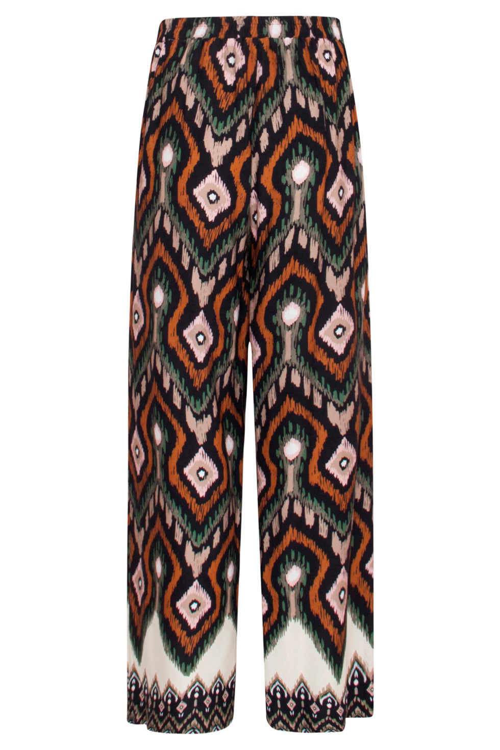 23527 Dames Rechte Wijde Broek Met Opvallende Tribal Print | Black - Muticolour