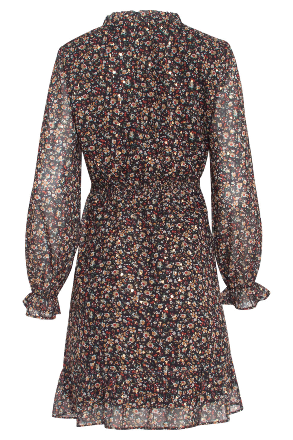 23540 Chiffon Jurk Met e Ditsy Bloemenprint | Black - Muticolour