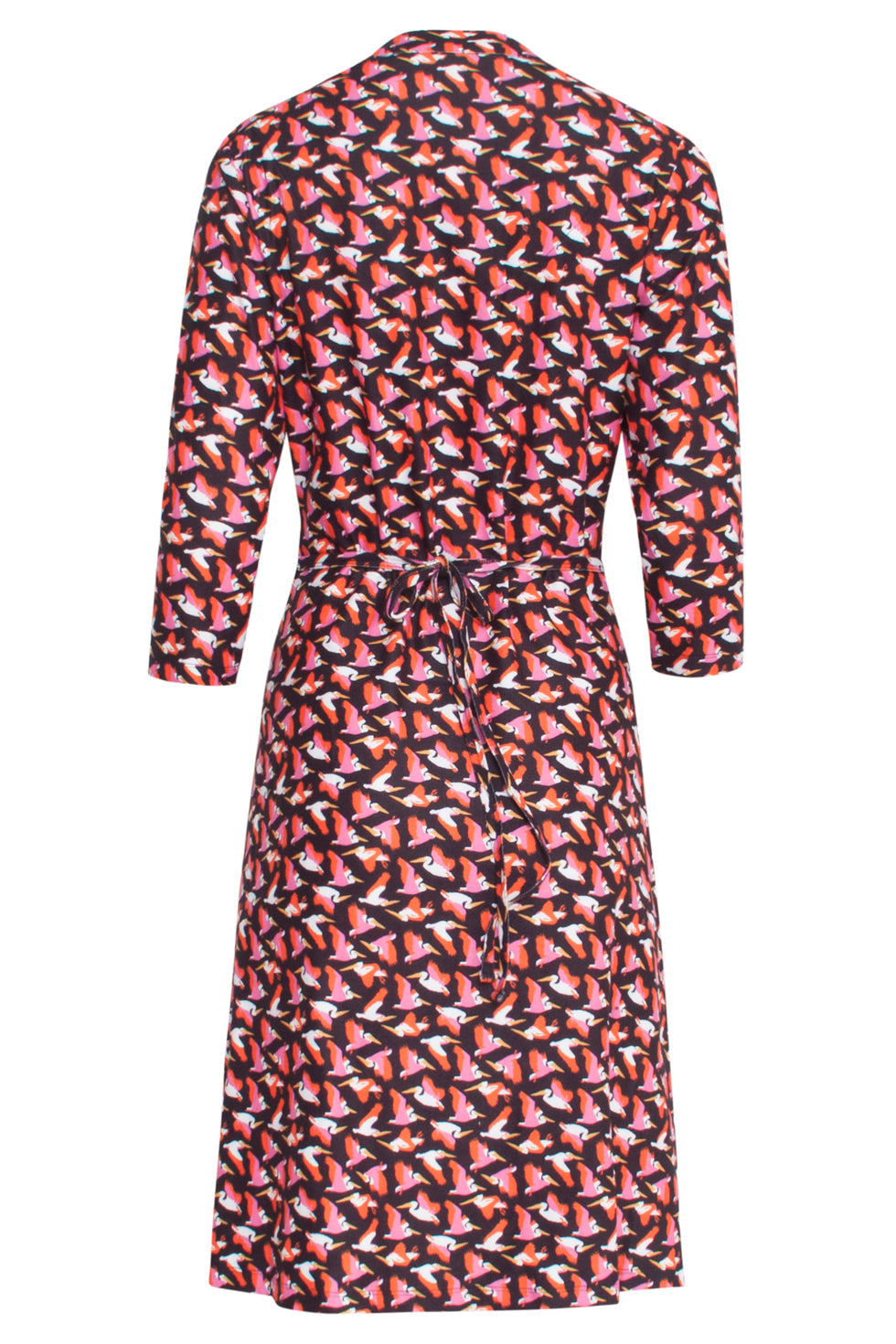 23550 Midi Jurk Met Pelikaan | Black - Pink