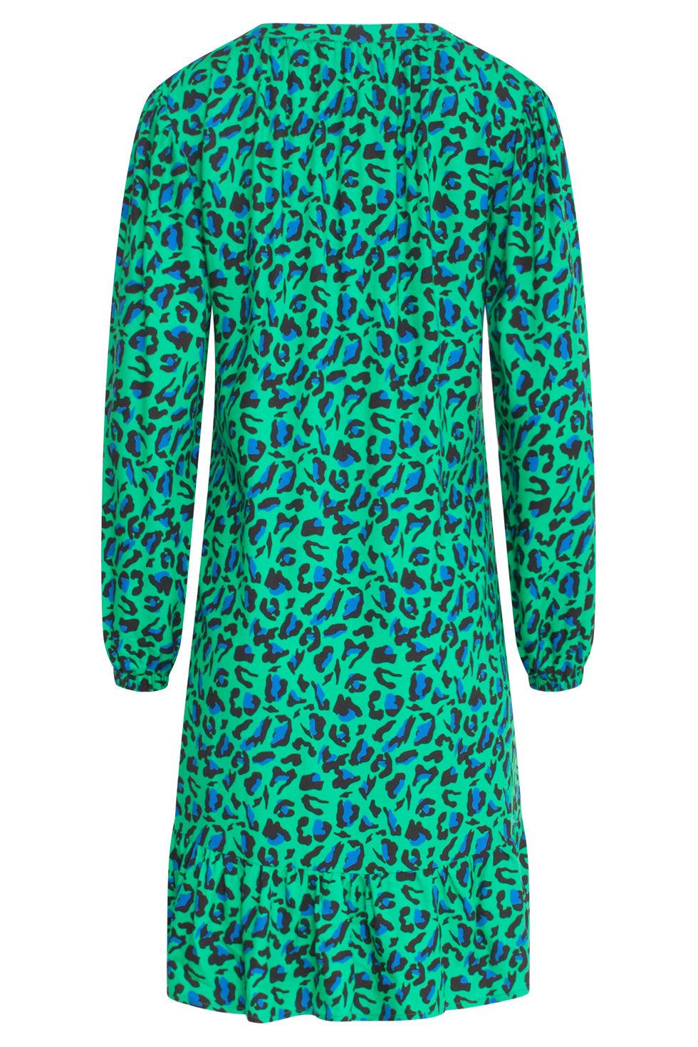 23560 Winter Jurk Losvallend Jurk Met Levendige Animal Print | Green - Black