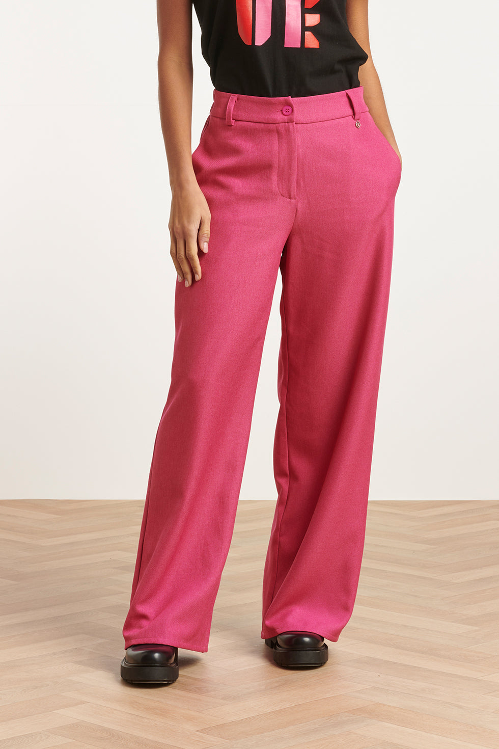 23574 Stijlvolle Wijde BroekFel Fuchsia | Pink