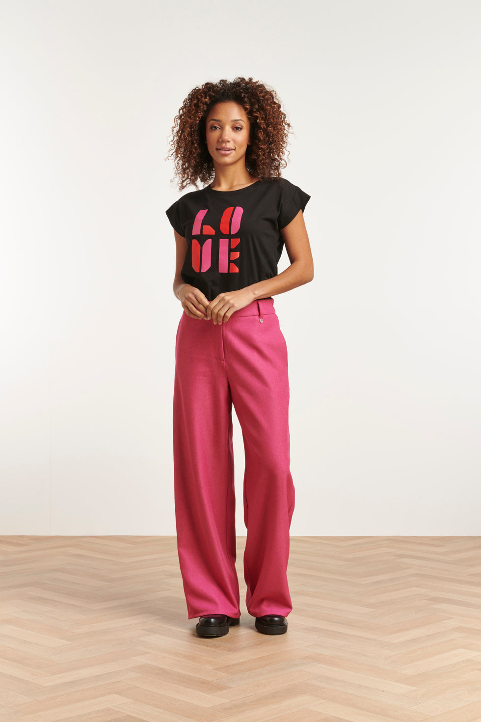 23574 Stijlvolle Wijde BroekFel Fuchsia | Pink