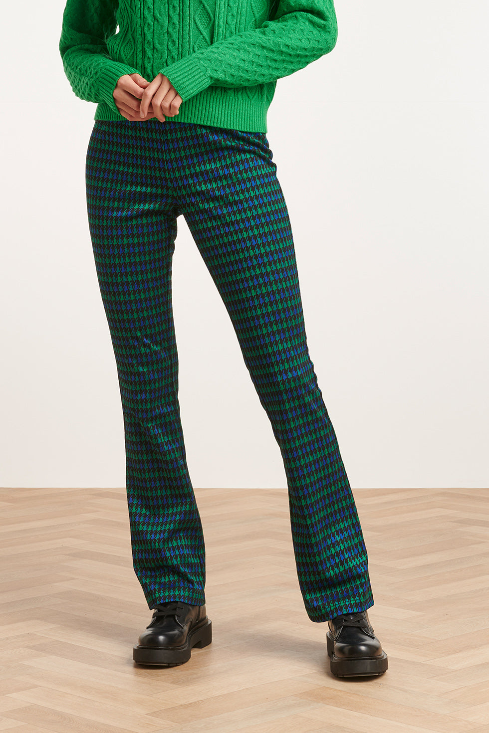 23578 Stijlvolle Flared Geruite Broek | Muticolour