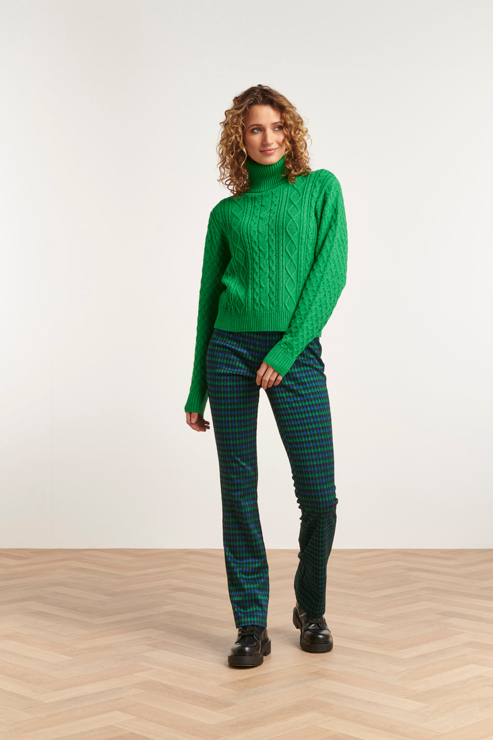 23578 Stijlvolle Flared Geruite Broek | Muticolour