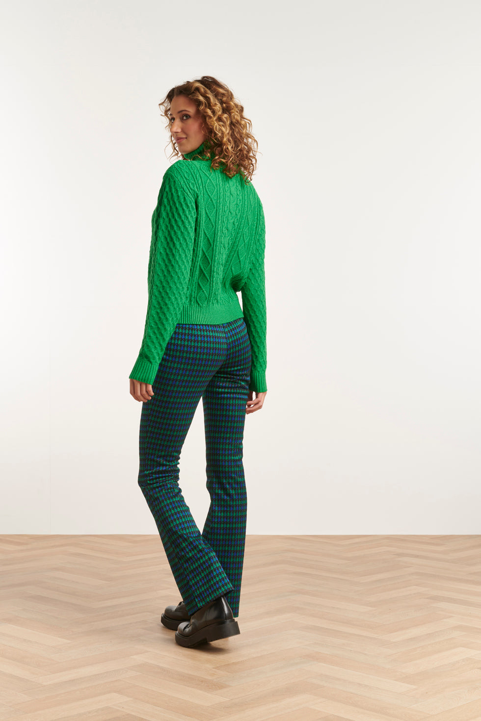 23578 Stijlvolle Flared Geruite Broek | Muticolour