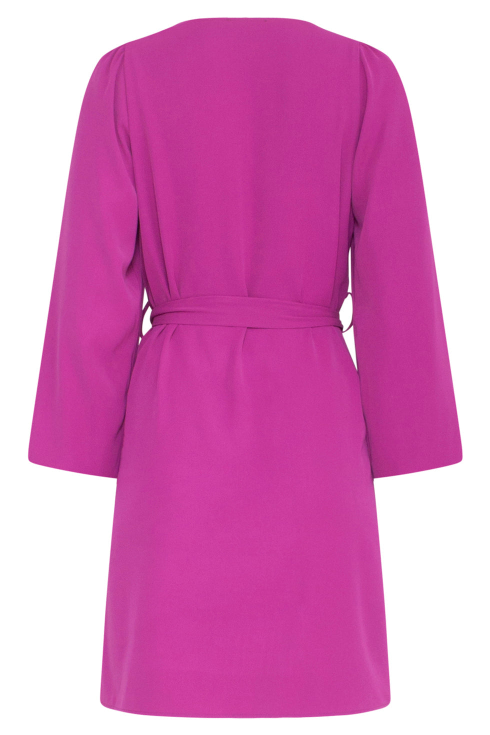 23587 Elegante Paarse V-Hals Jurk Met Ballonmouwen | Purple