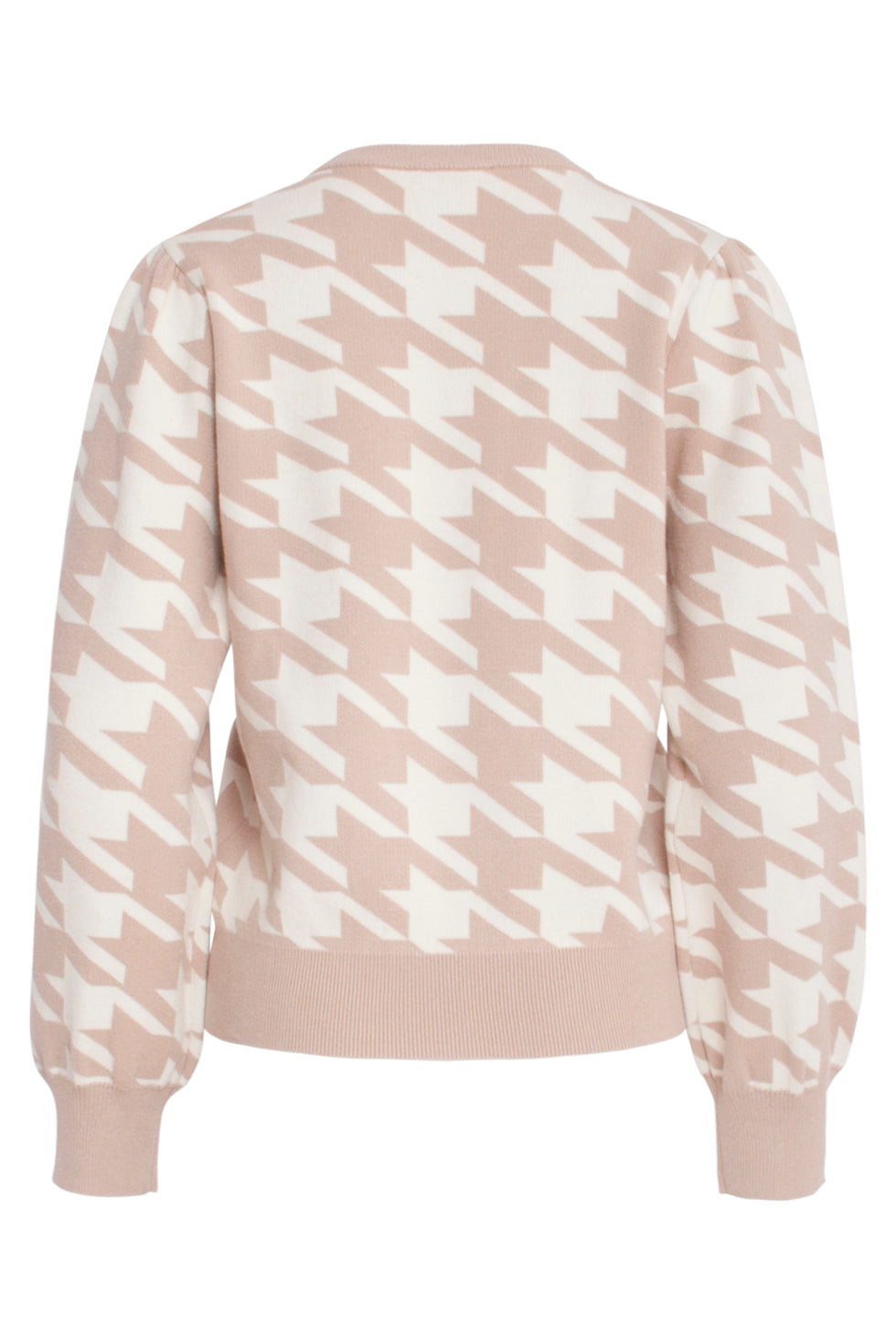 23596 Retro Pied-De-Poule Gebreide Top | Sand - Off White