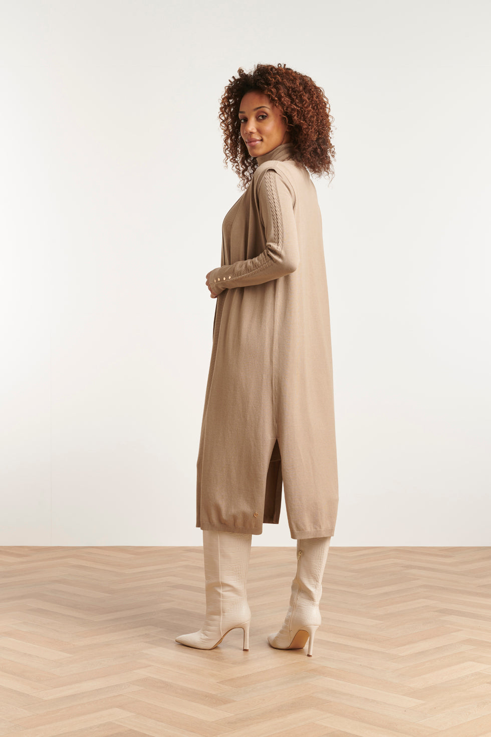 23601 Stijlvolle Mouwloze Cardigan | Sand