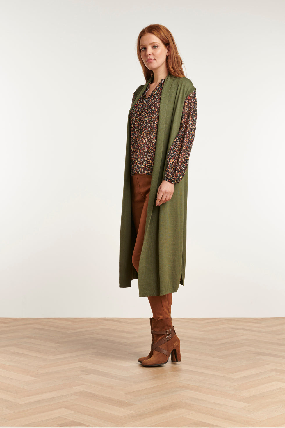 23601 Stijlvolle Mouwloze CardiganArmy Green | Army