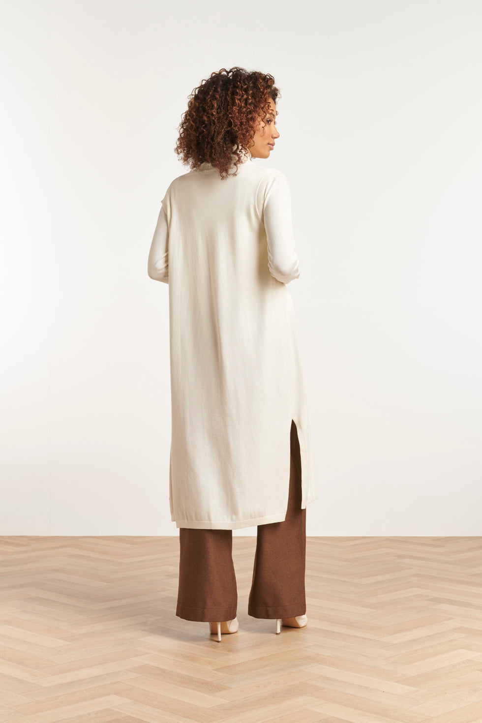 23601 Stijlvolle Mouwloze CardiganOffwhite | White