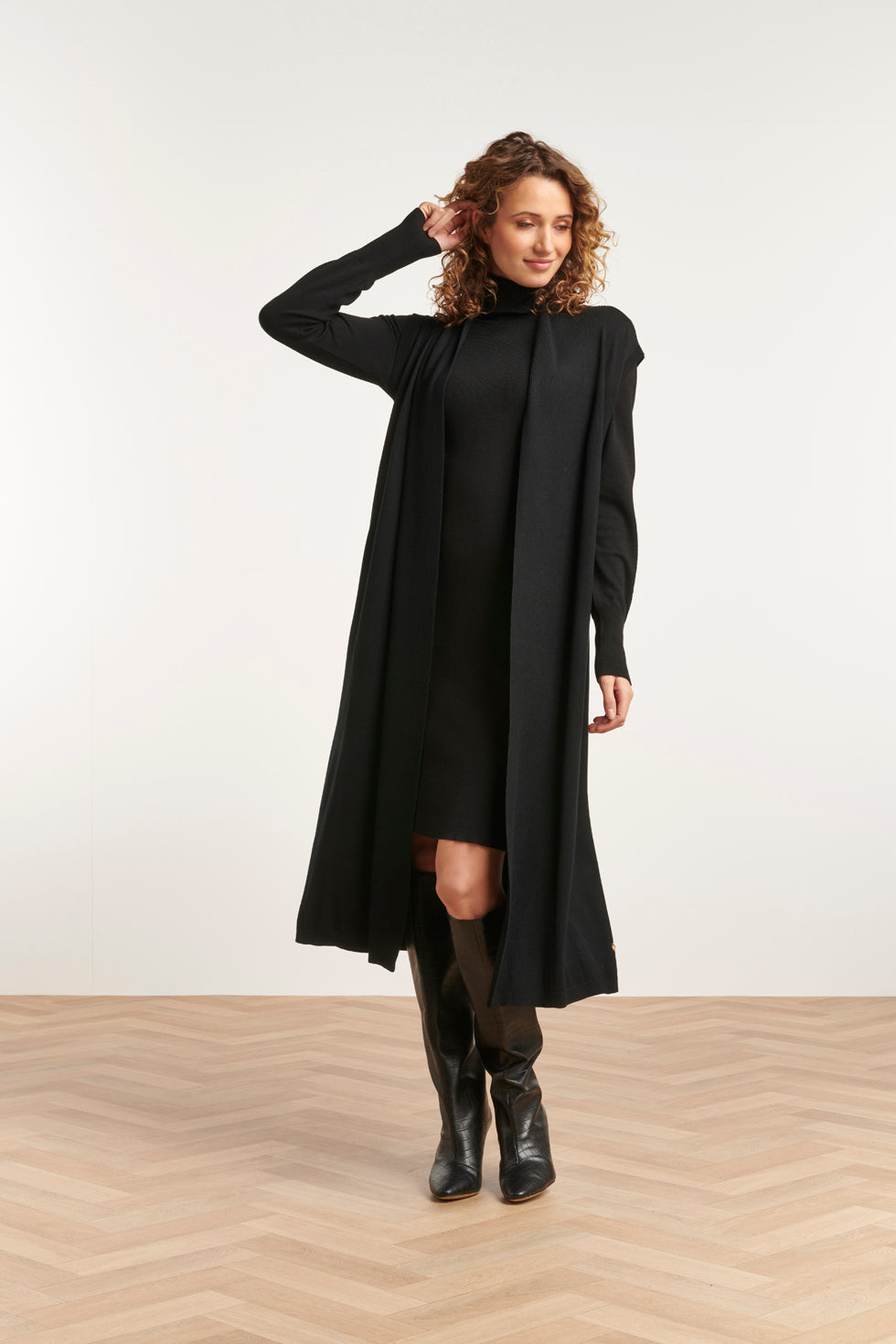 23601 Stijlvolle e Mouwloze Cardigan | Black