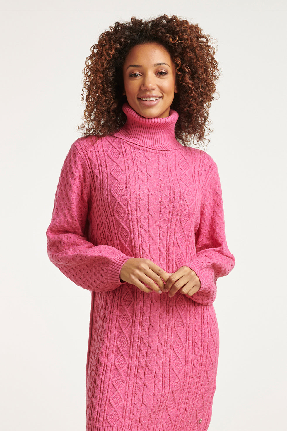 23603 Oversized Coltrui Jurk Met PofmouwenFel | Pink