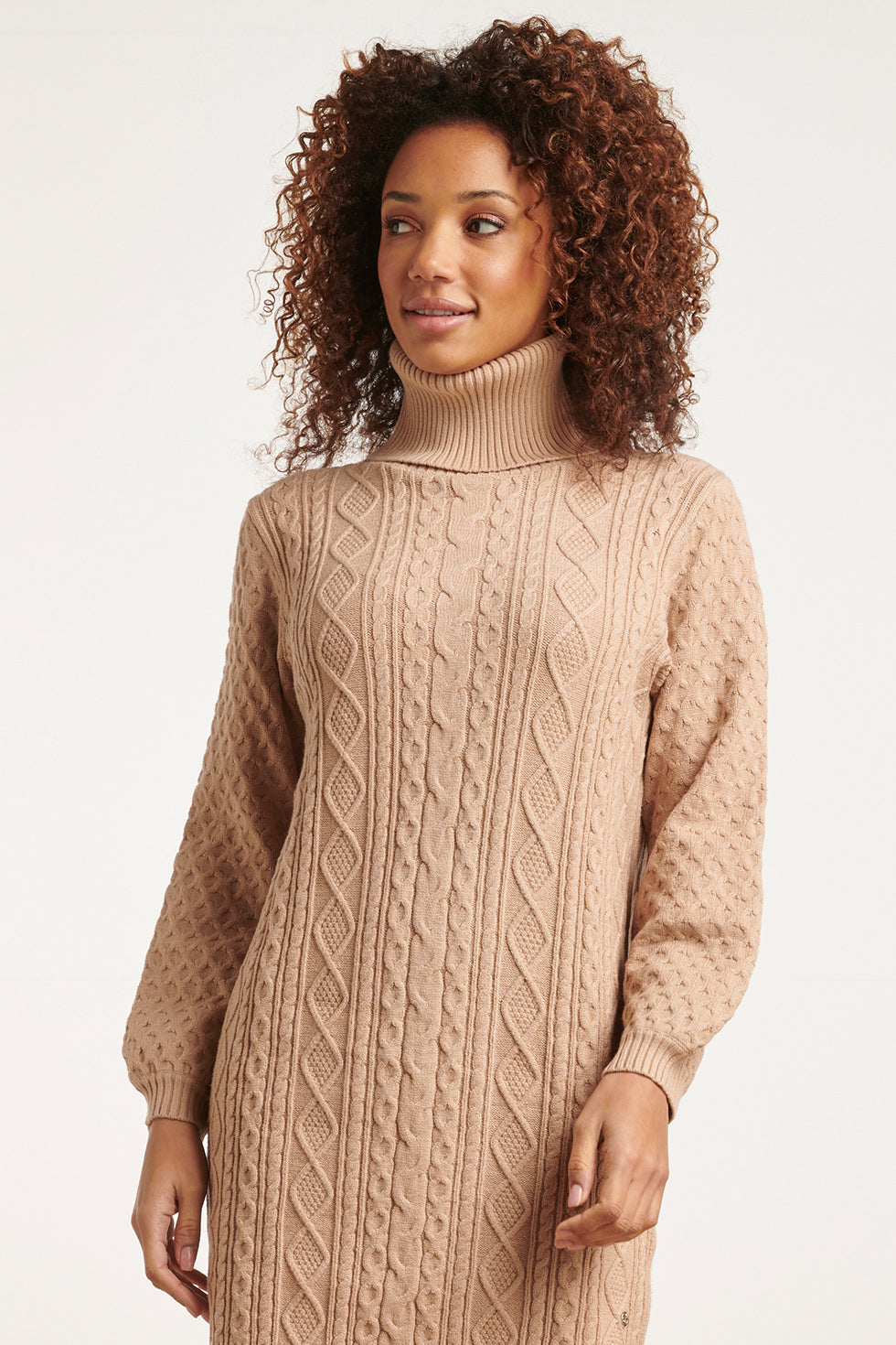 23603 Oversized Coltrui Jurk Met PofmouwenZacht | Sand