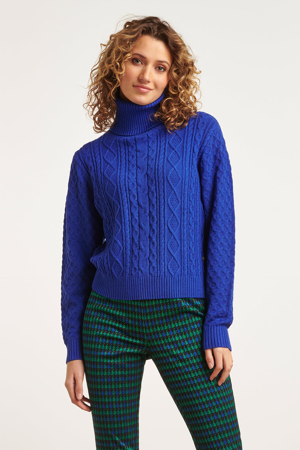 23604 Getextureerde Gebreide Coltrui | Cobalt
