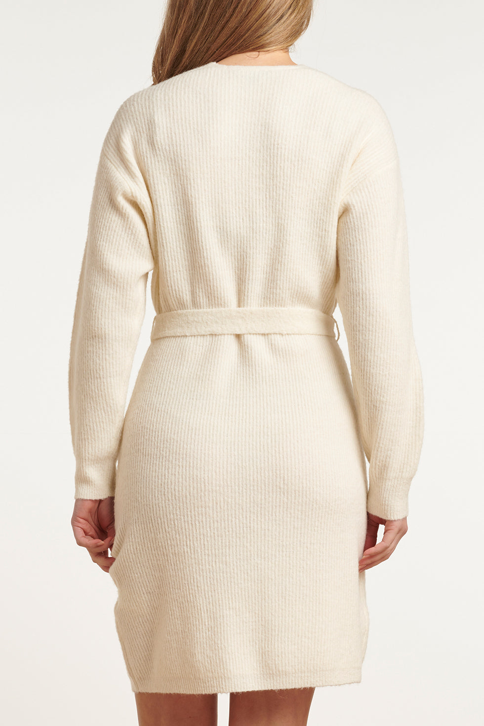 23605 Zachte V-Hals Gebreide Jurk | Off White