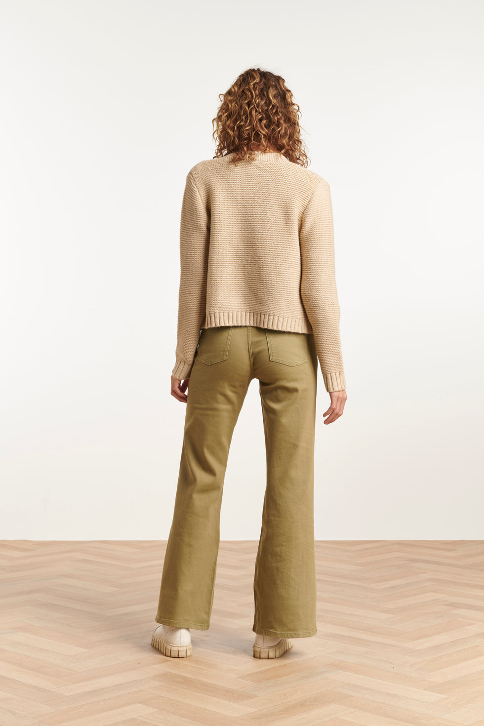 23608 Open Dikke Rib Gebreide Cardigan | Sand