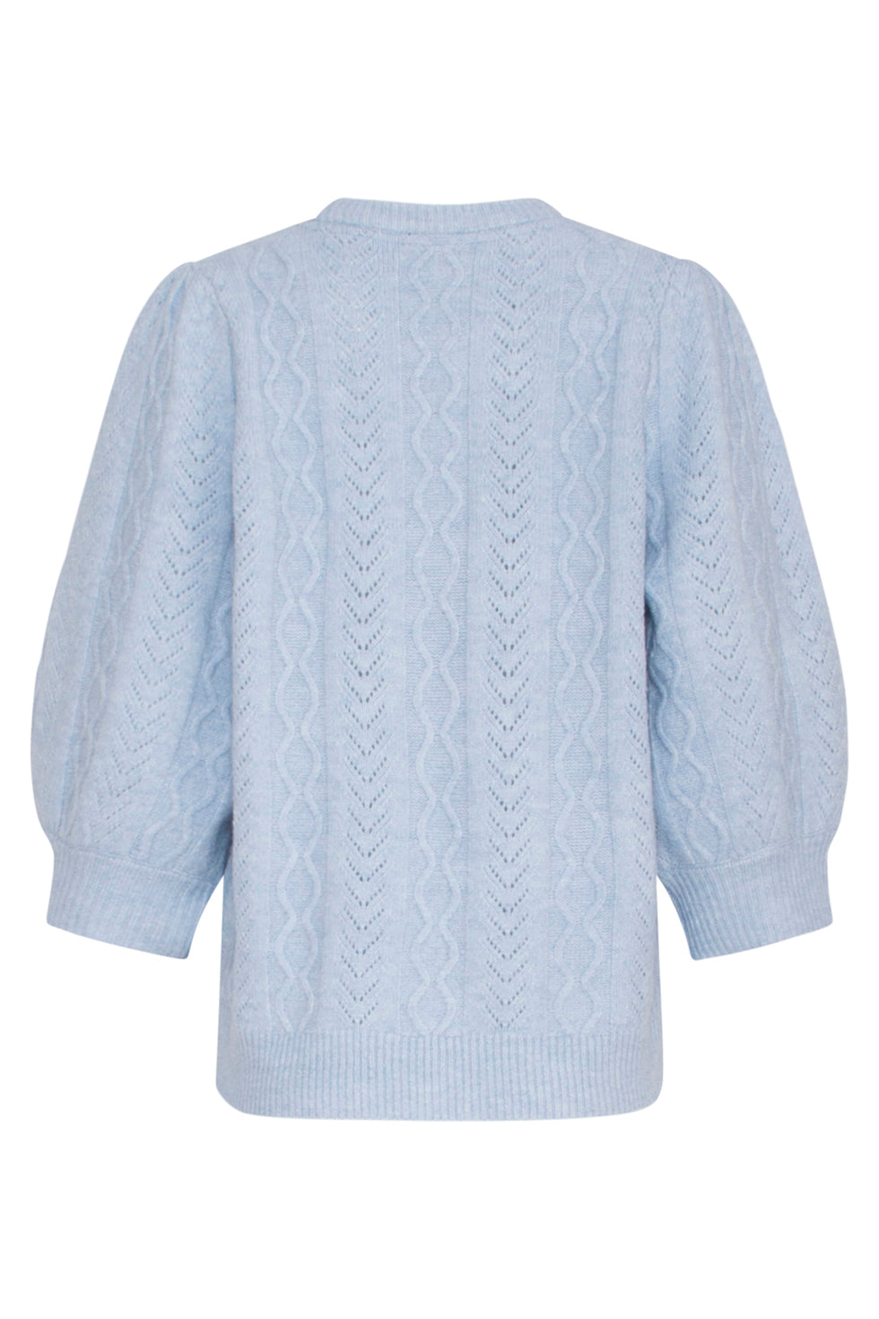 23612 Gestructureerde Gebreide Top Met PofmouwenLicht | Light Blue