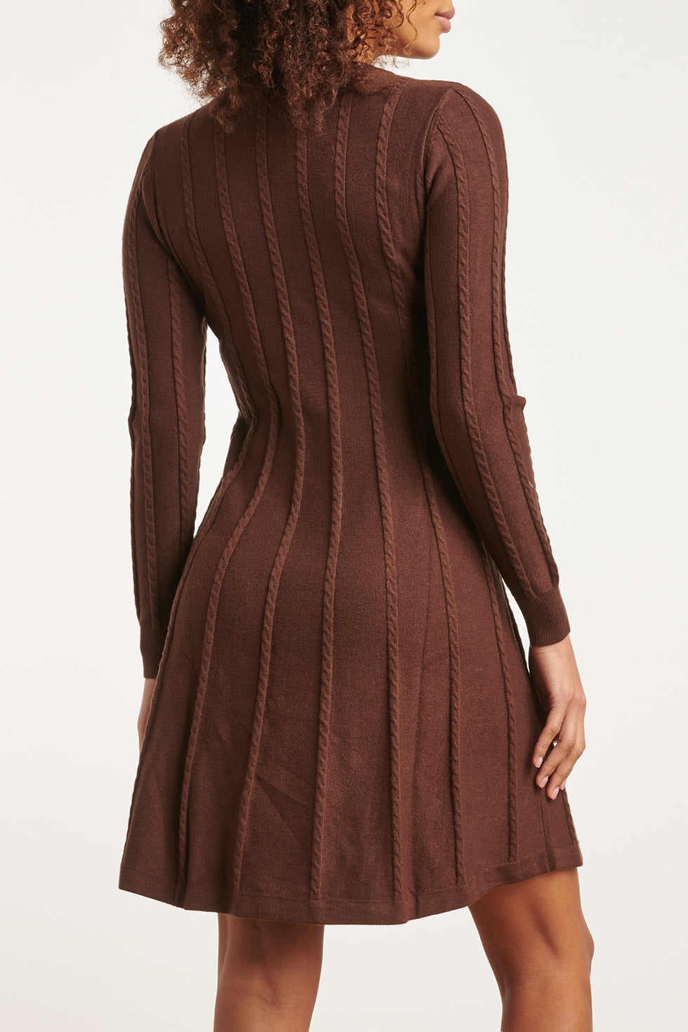 23614 Warm E Fitflared Gebreide Korte Jurk | Brown