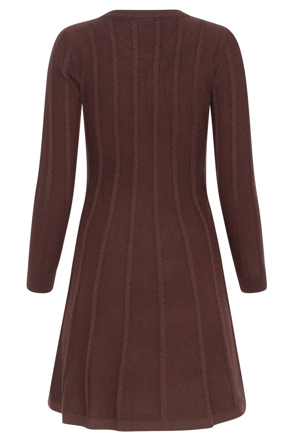 23614 Warm E Fitflared Gebreide Korte Jurk | Brown