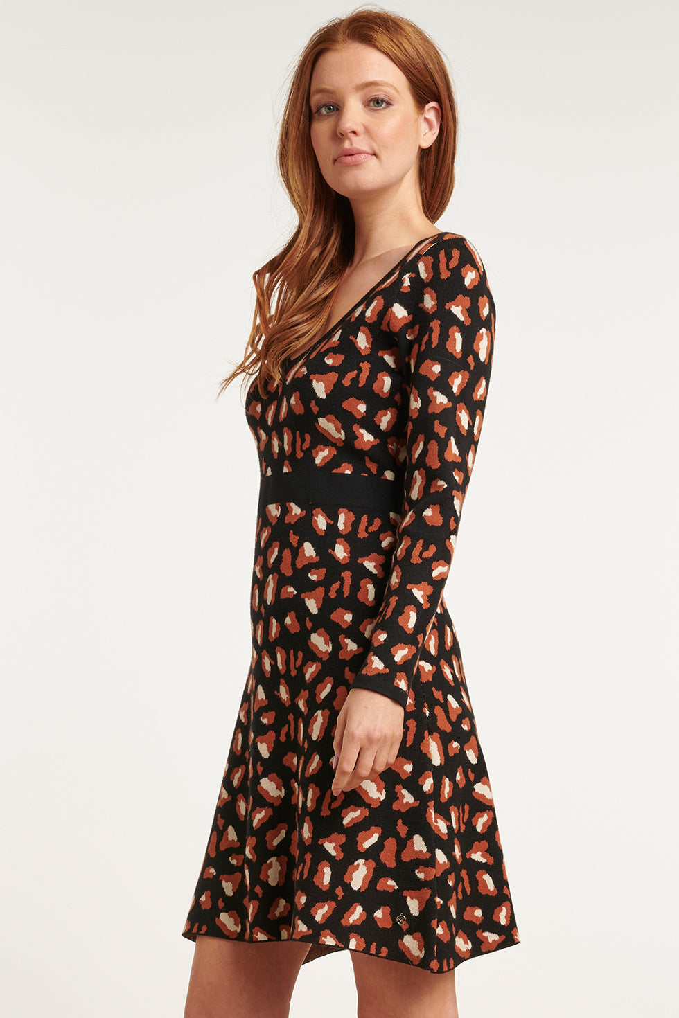 23616 Dames e Jurk Met Dieren Print | Black - Brown