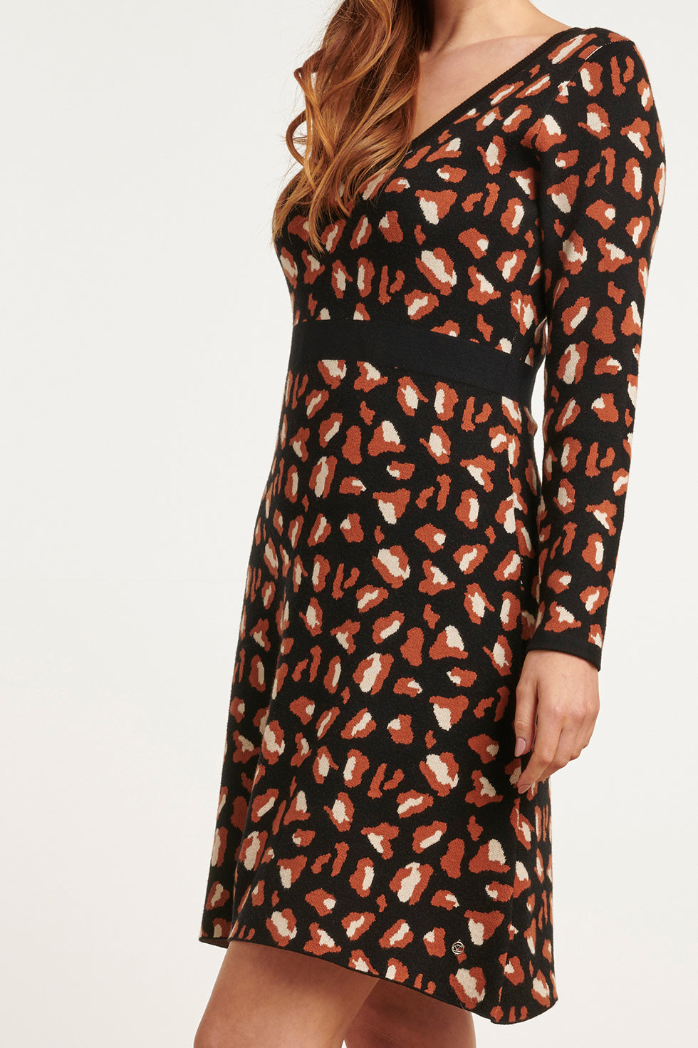 23616 Dames e Jurk Met Dieren Print | Black - Brown