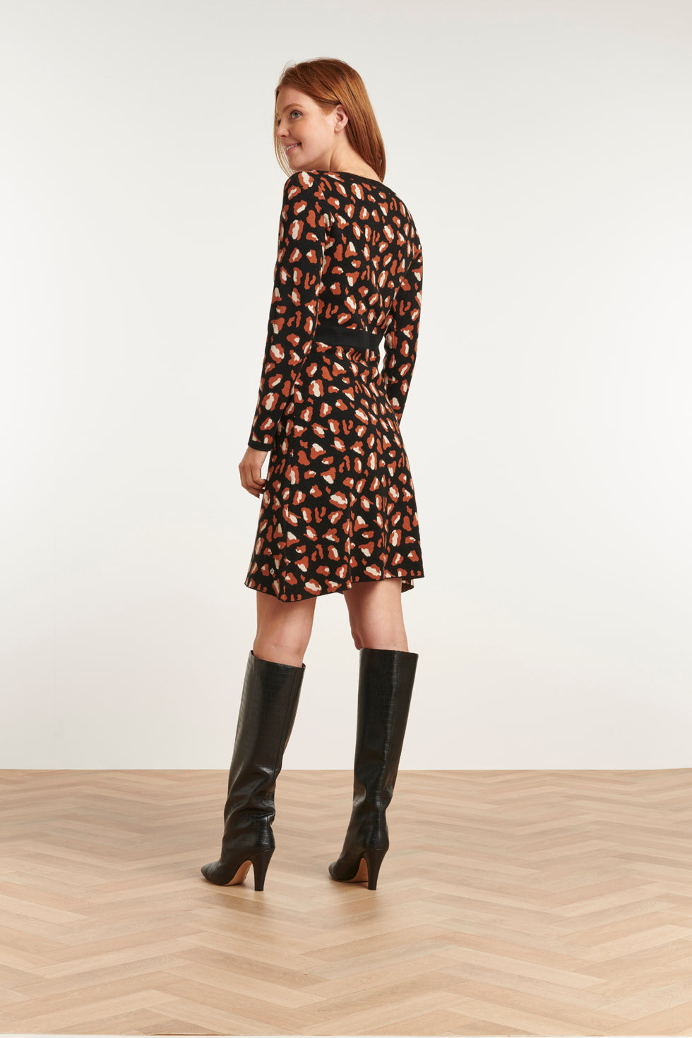 23616 Dames e Jurk Met Dieren Print | Black - Brown