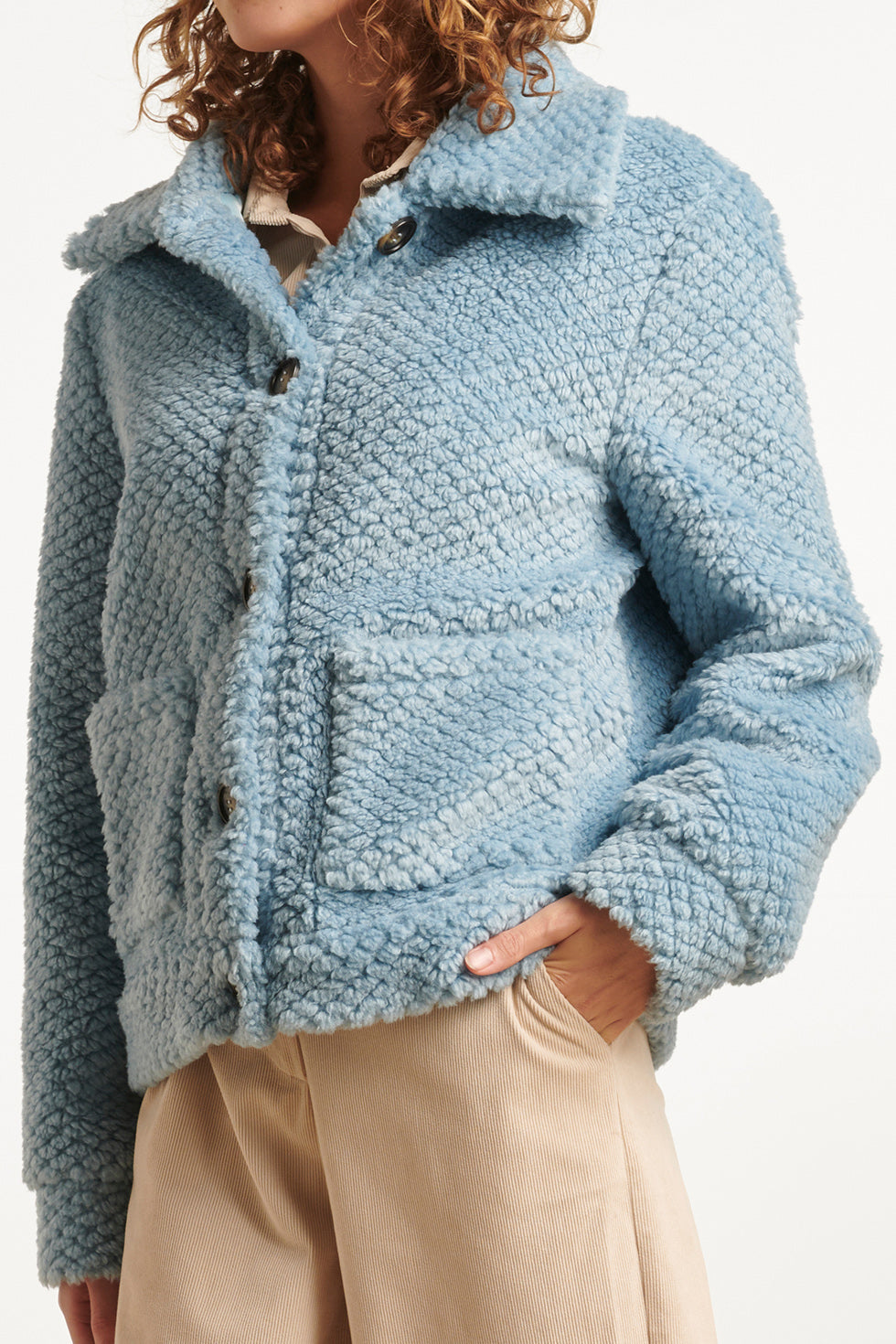 23622 Kort Licht Teddy Damesjas | Light Blue