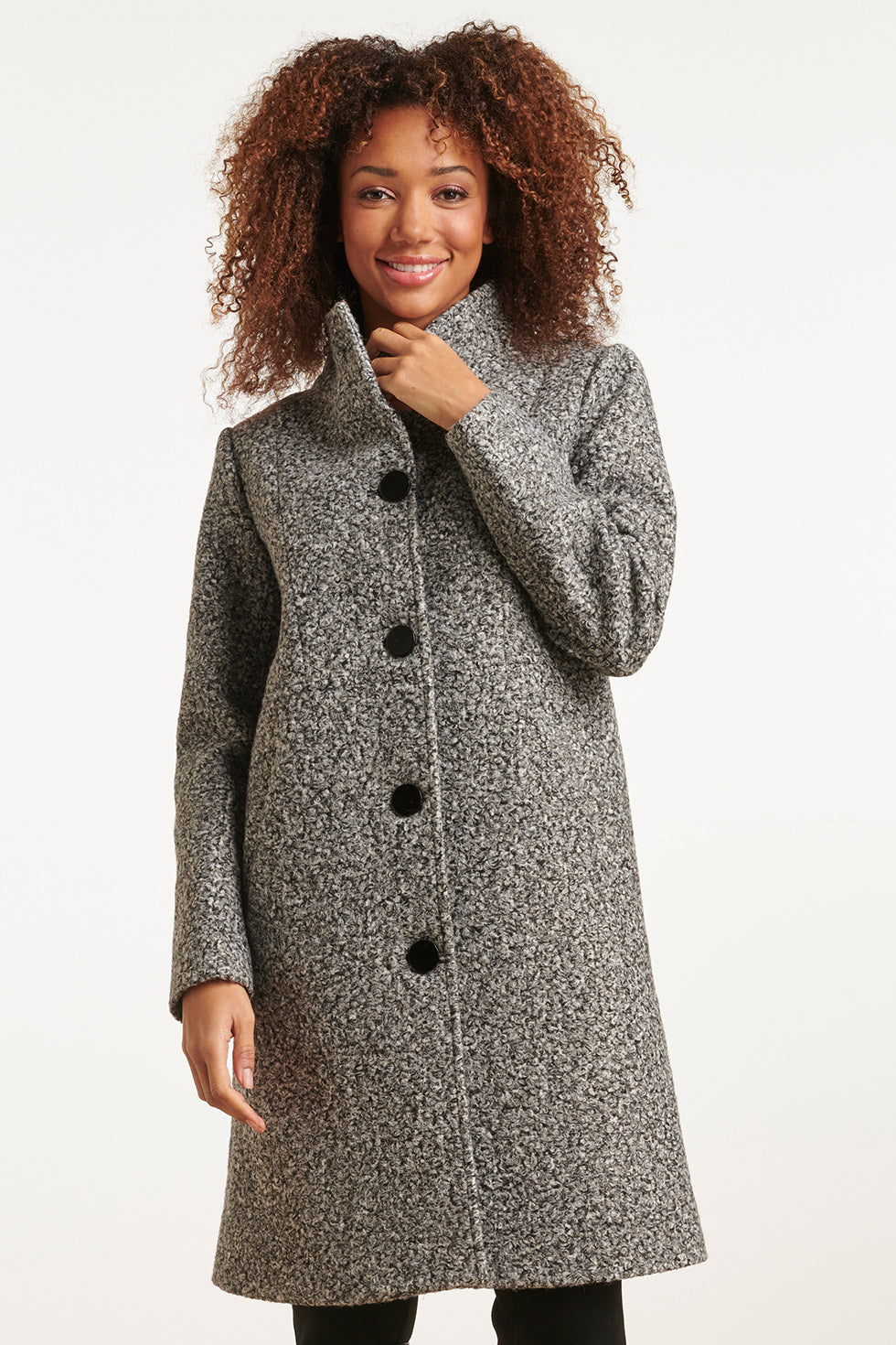 23624 Melange Teddy Damesjas | Black White