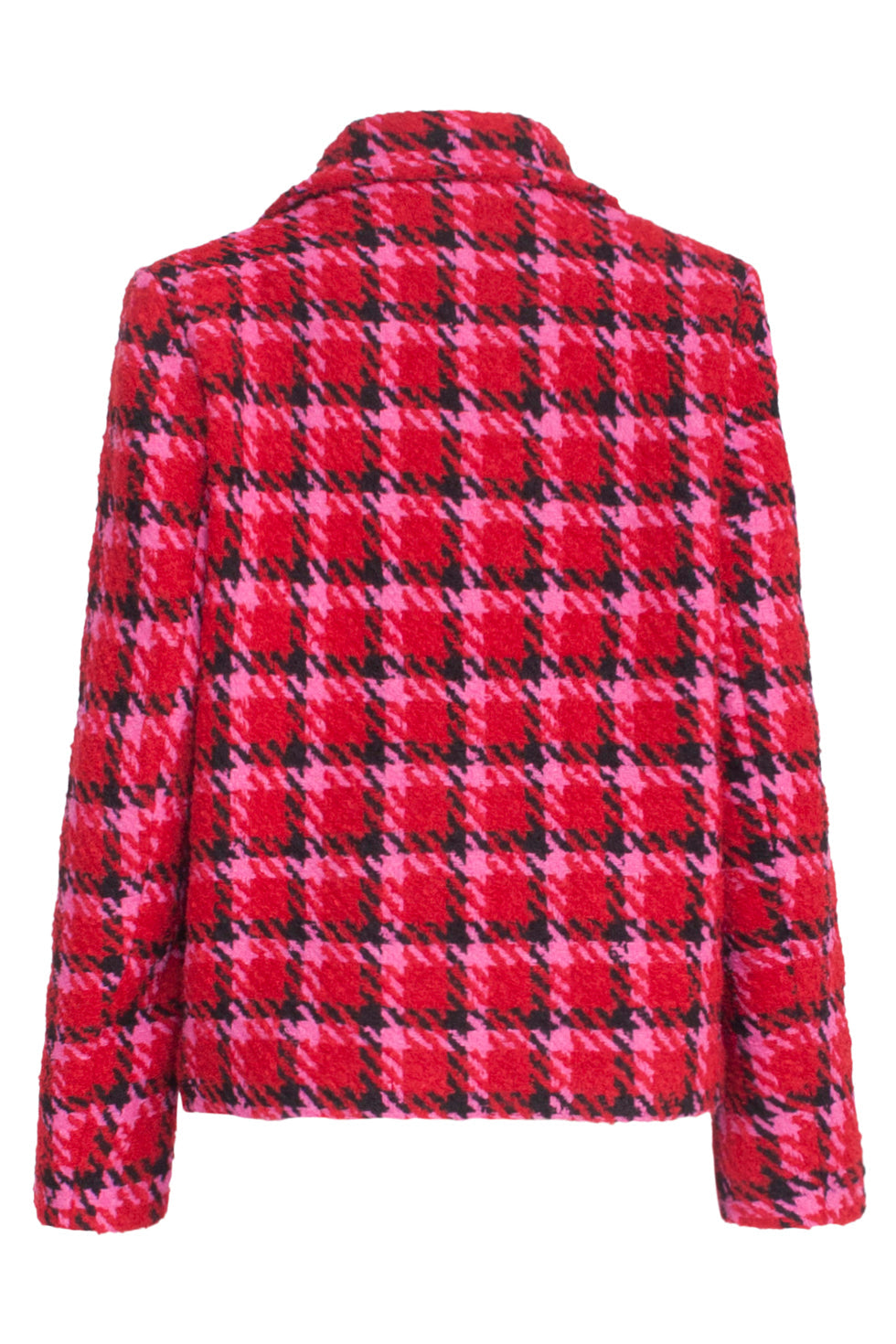 23626 Kort Damesjas Met Pied-De-Poule Print | Red - Muticolour
