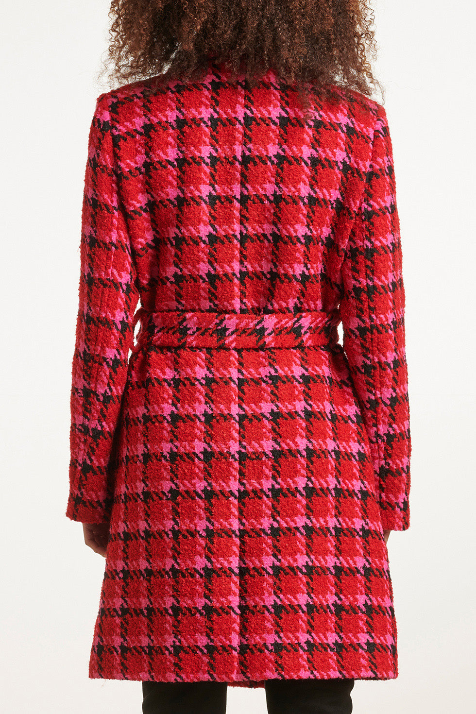 23627 Damesjas Met Pied-De-Poule Print | Red - Muticolour