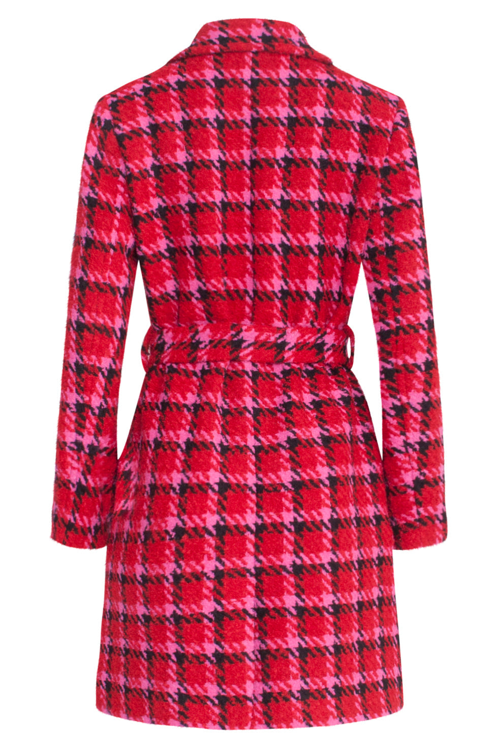 23627 Damesjas Met Pied-De-Poule Print | Red - Muticolour