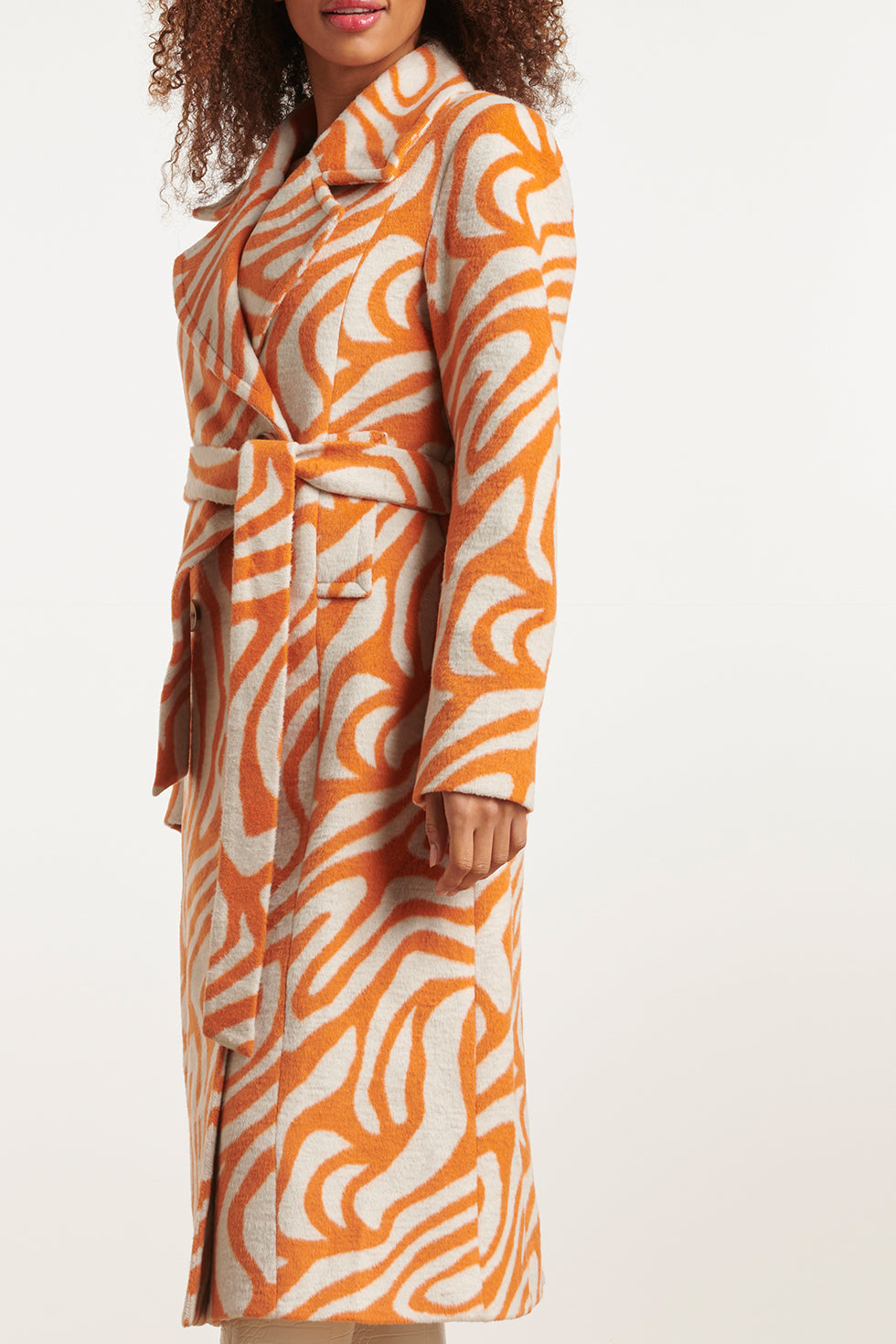 23628 Damesjas Jas Abstract Zebra Print | White - Orange