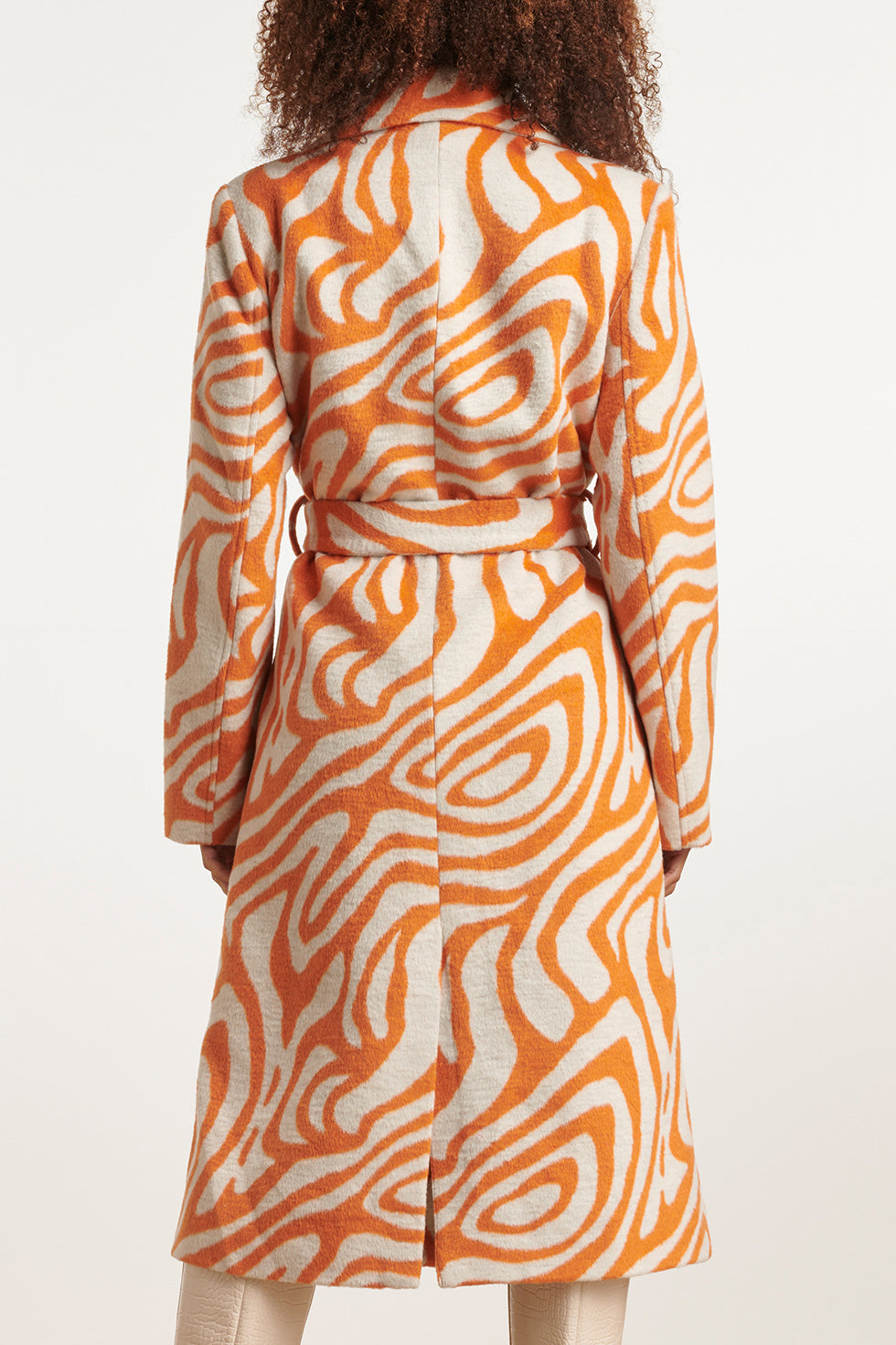 23628 Damesjas Jas Abstract Zebra Print | White - Orange