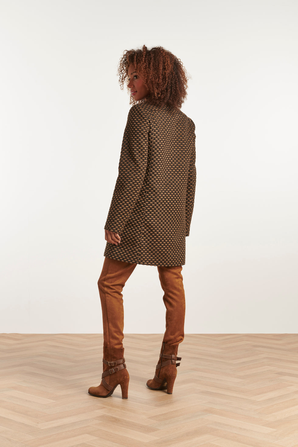 23631 Damesjas Gevlek Print | Black - Brown