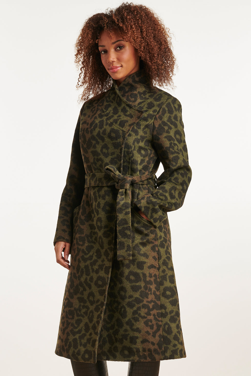 23634 DamesjasArmy Green Met Animal Print | Army - Black