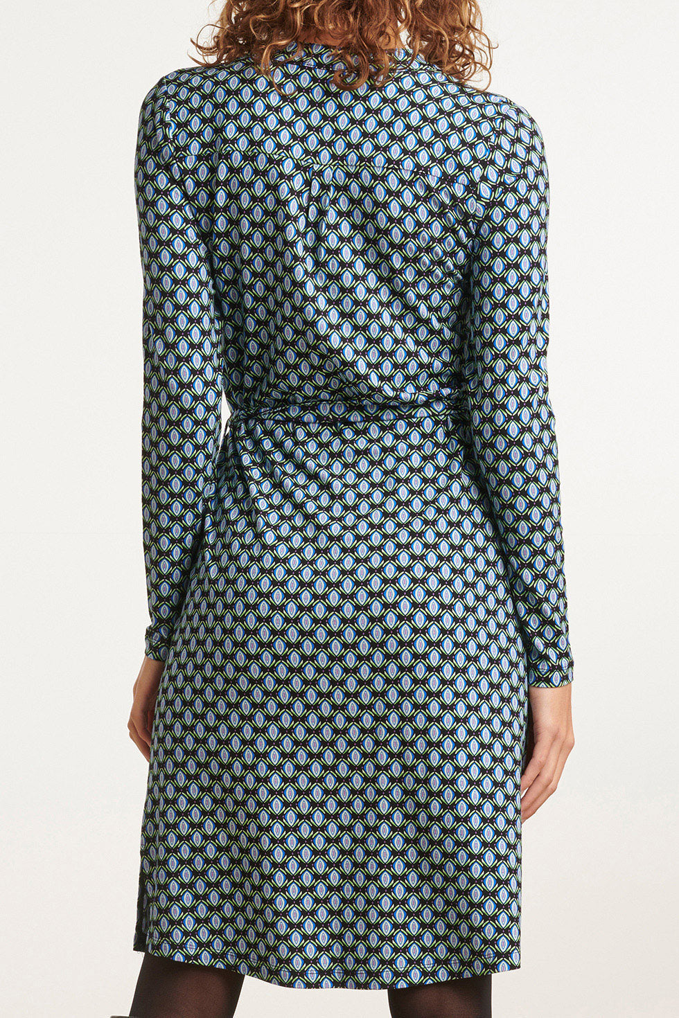 23649 Dames Jurk Met Geometrisch Retro Print | Black - Blue