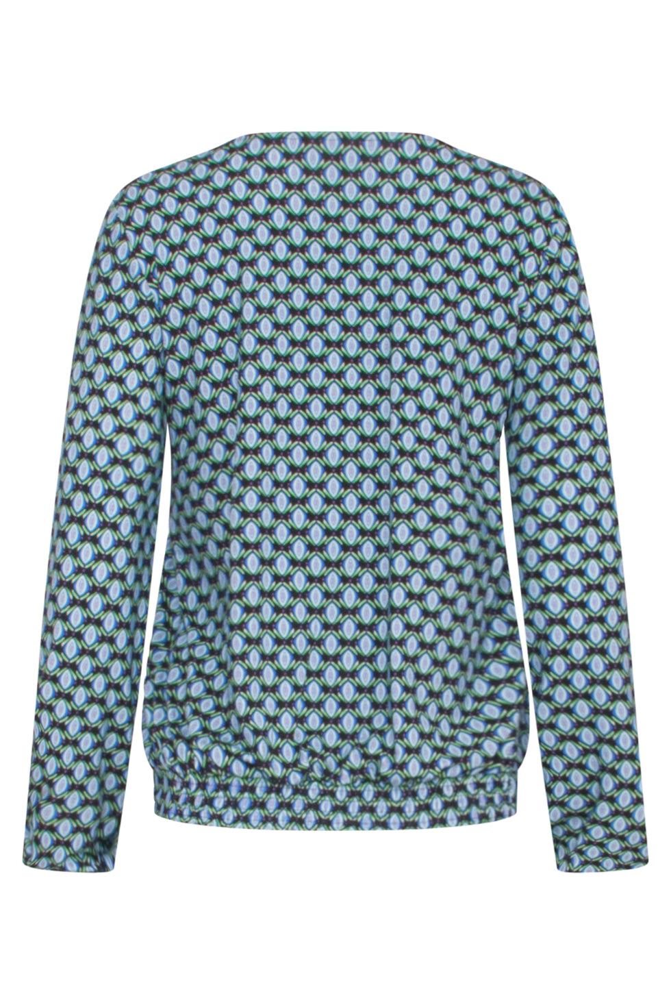23650 Dames Top Met Geometrisch Retro Print | Black - Blue