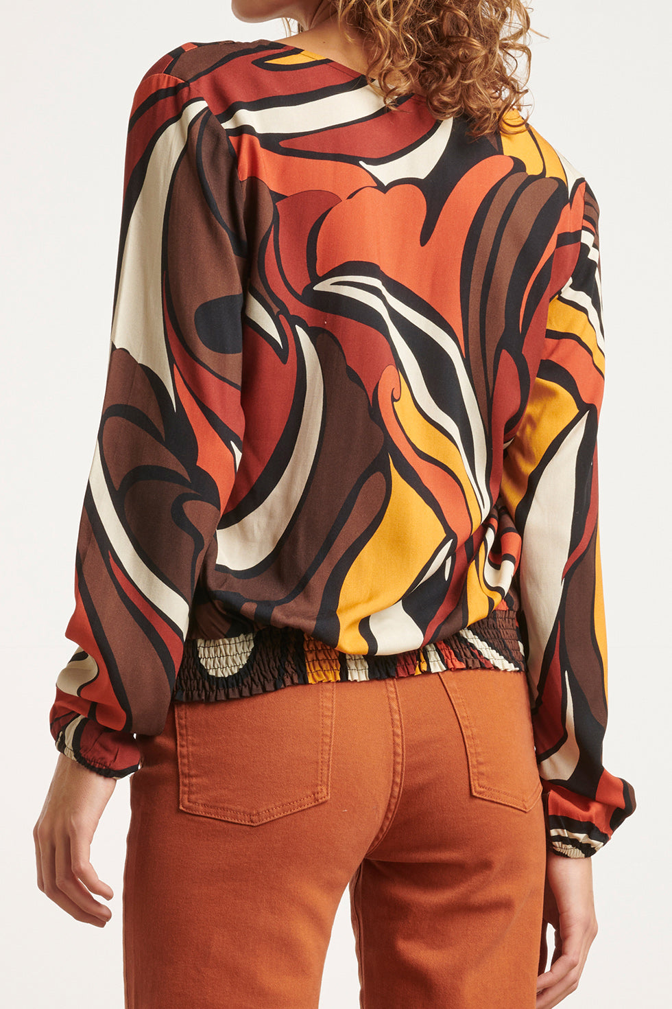 23652 Dames Top Met Grafisch Print | Brown - Muticolour