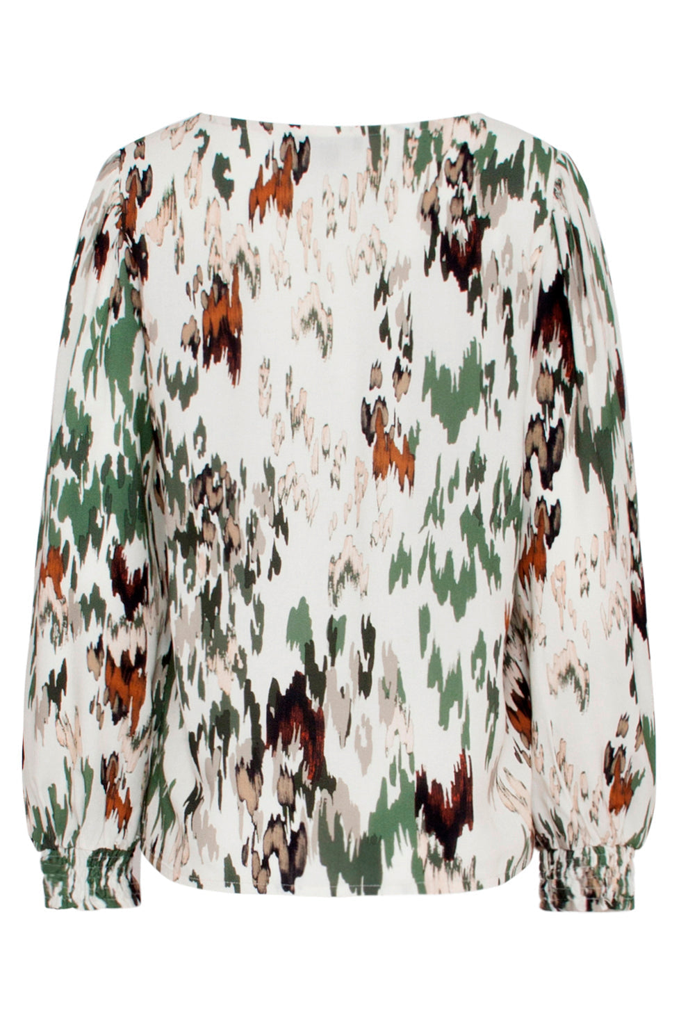 23657 Dames Top Met Abstract Dieren Print | Off White - Army