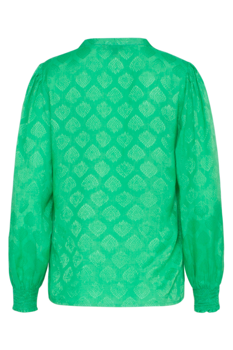 23677 Dames Satijnen Blouse Met Ornament Print | Green
