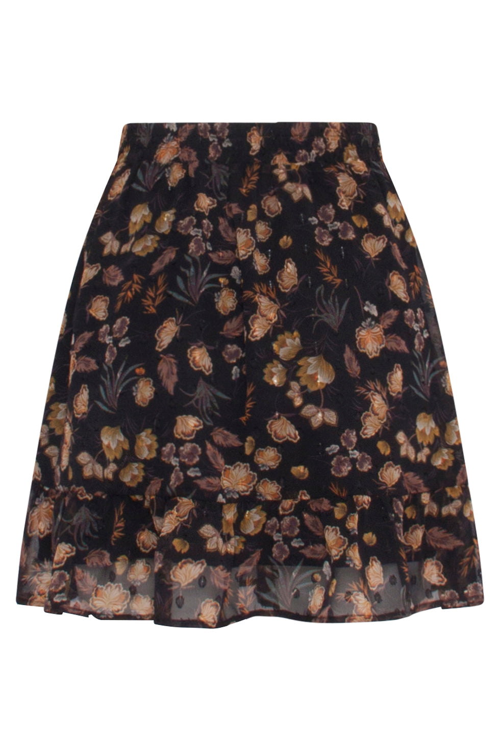 23709-999-240 Rok Met Bloemenprint-Mosterd | Black - Mustard