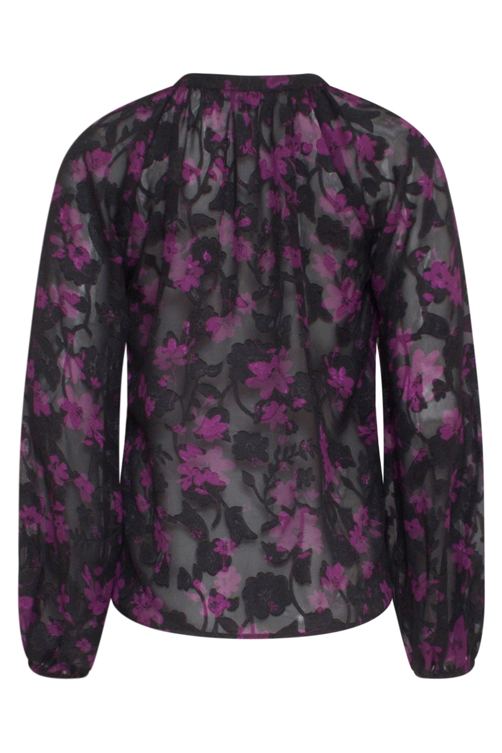23715-999-380 V-Hals Top Met Bloemenprintpaars | Black - Purple