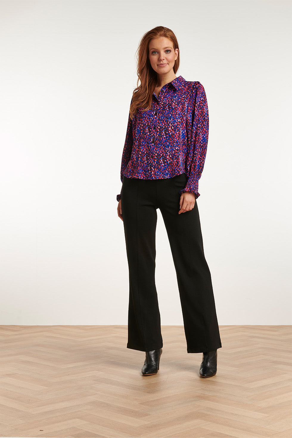 23718-998 V-Hals TopVlekprint Paars | Muticolour