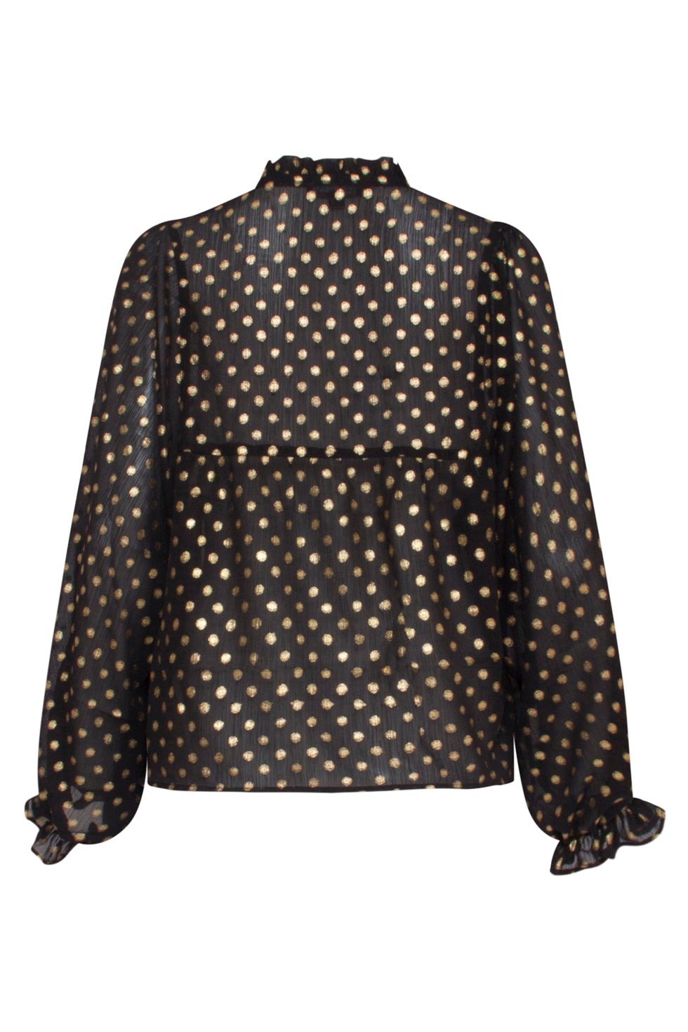 23727-999-025 V-Hals Top Met Stippenprint - 100% Polyester | Black - Gold